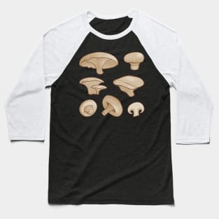 Woodcut Mushrooms Baseball T-Shirt